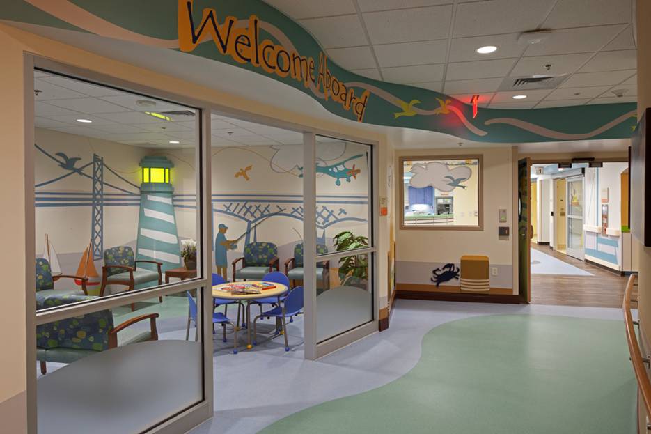 Pediatric waiting area at Luminis Health Anne Arundel Medical Center designed to provide a welcoming environment for children and families receiving care